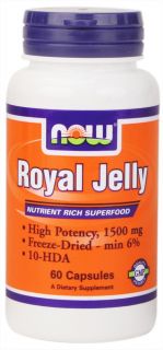 NOW Foods   Royal Jelly Freeze Dried min. 6% 1500 mg.   60 Capsules