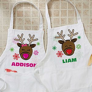 Personalized Kids Christmas Aprons   Reindeer