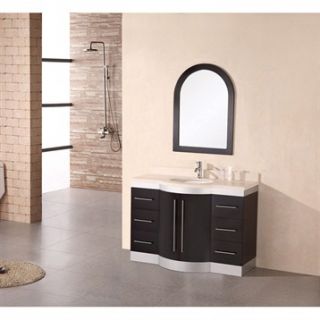 Design Element Jade 48 Single Sink Vanity Set w/ Travertine Stone Countertop  