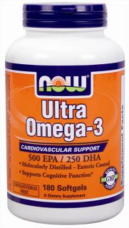 NOW Foods   Ultra Omega 3 500 EPA/250 DHA   180 Softgels