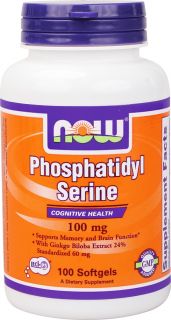 NOW Foods   Phosphatidyl Serine with Ginkgo Biloba Extract 100 mg.   100 Softgels