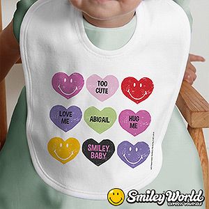 Personalized Baby Bibs   Smiley Face Hearts