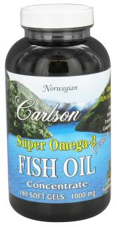 Carlson Labs   Super Omega 3 Fish Oil 1000 mg.   180 Softgels