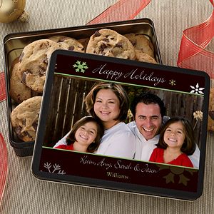 Happy Holidays Personalized Photo Cookie Tin