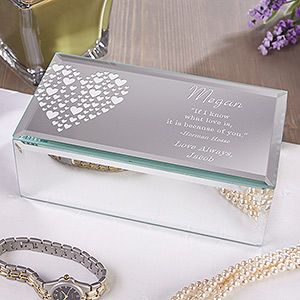 Personalized Small Mirrored Jewelry Box   Love Is Kind