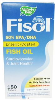 Natures Way   Fisol Fish Oil 500 mg.   180 Softgels Lucky Deal