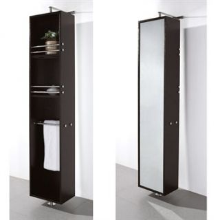 April Rotating Floor Cabinet with Mirror by Wyndham Collection   Espresso