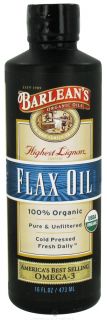 Barleans   Highest Lignan Flax Oil 100% Organic   16 oz.