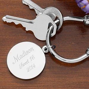 Engraved Silver Plated Keychain   Town and Country Style
