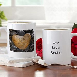 Personalized Romantic Coffee Mug   Heart Rock
