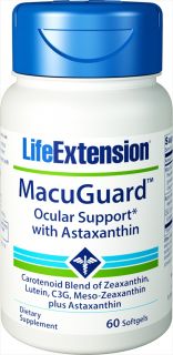 Life Extension   MacuGuard Ocular Support with Astaxanthin   60 Softgels