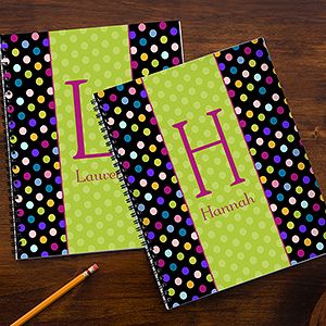 Personalized Kids Notebooks for Girls   Polka Dots