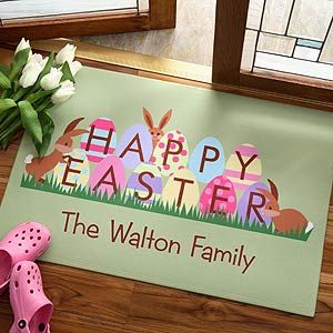 Personalized Family Welcome Mat   Easter Design