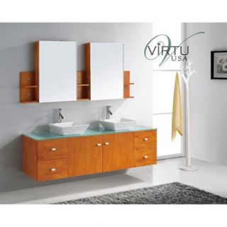 Virtu USA Clarissa 72 Double Sink Bathroom Vanity   Honey Oak