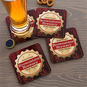 Personalized Bar Coaster Set   Premium Brew