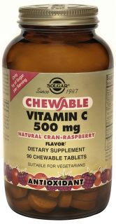 Solgar   Vitamin C Chewable Antioxidant Cran Raspberry Flavor 500 mg.   90 Chewable Tablets