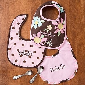 Personalized Baby Girl Bibs   Pretty In Pink