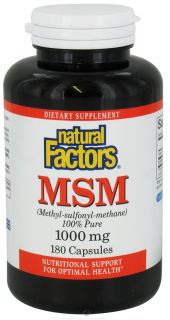 Natural Factors   MSM (Methyl sulfonyl methane) 1000 mg.   180 Capsules