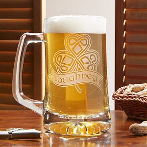 Personalized Beer Mugs   Celtic Shamrock