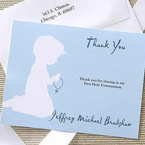 Boys Blessed Occasion First Communion Thank You Notes