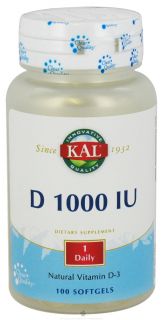 Kal   Vitamin D 3 1000 IU   100 Softgels