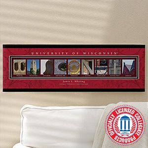 Campus Photo Personalized Letter Art   University of Wisconsin