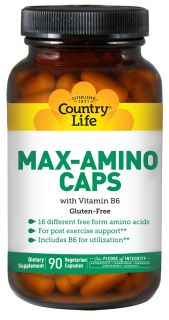Country Life   Max Amino Caps with Vitamin B 6   90 Vegetarian Capsules