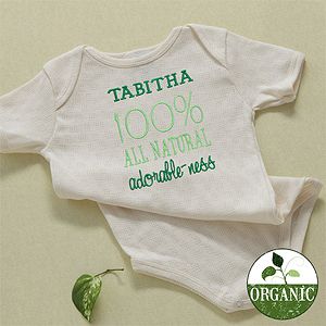 Personalized Organic Cotton Baby Bodysuit   100% Natural