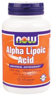 NOW Foods   Alpha Lipoic Acid 600 mg.   120 Vegetarian Capsules