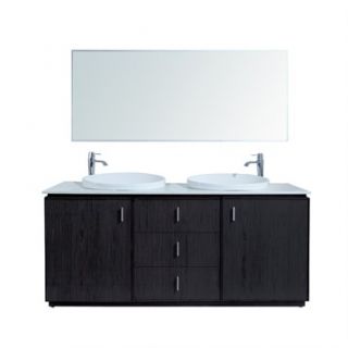 Stufurhome 72 Cheshire Double Sink Vanity with Faux Marble Top   Espresso