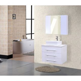 Design Element Portland 30 Single Sink Wall Mount Vanity Set   White