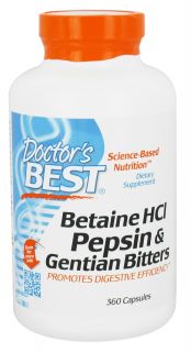 Doctors Best   Betaine HCl Pepsin & Gentian Bitters   360 Capsules