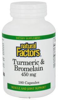 Natural Factors   Turmeric & Bromelain 450 mg.   180 Capsules