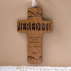 Personalized Wood Baby Cross   Bless This Child