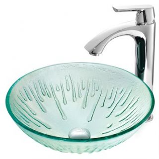 VIGO Icicles Glass Vessel Sink and Faucet Set in Chrome