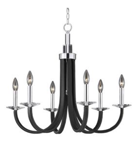 Oxford 6 Light Chandeliers in Chrome And Leather 32143