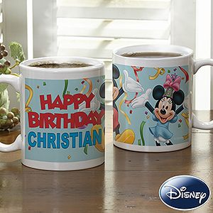 Personalized Birthday Coffee Mugs   Mickey Mouse & Minnie Mouse