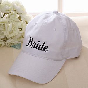 Personalized Wedding Party Embroidered Hat   White