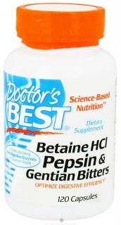 Doctors Best   Betaine HCl Pepsin & Gentian Bitters   120 Capsules