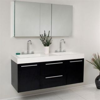Fresca Opulento Black Modern Double Sink Bathroom Vanity with Medicine Cabinet