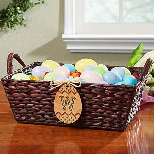 Personalized Wicker Easter Basket   Easter Egg Monogram