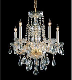 Traditional Crystal 5 Light Mini Chandeliers in Polished Brass 1061 PB CL MWP