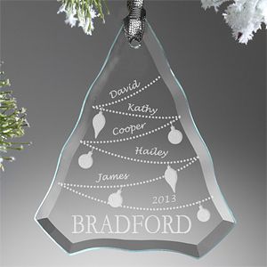 Personalized Family Christmas Ornaments   Glass Christmas Tree