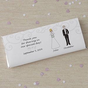 Personalized Bride & Groom Character Wedding Favors Candy Bar Wrappers
