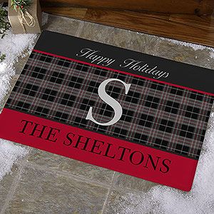 Personalized Family Name Doormats   Northwoods Plaid