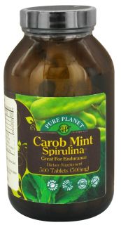 Pure Planet   Carob Mint Spirulina Endurance Support 500 mg.   500 Tablet(s)