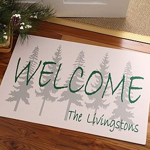 Evergreen Tree Personalized Doormats   Welcome Mats