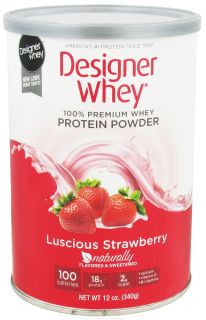 Designer Protein   Designer Whey 100% Premium Whey Protein Powder Luscious Strawberry   12.7 oz.