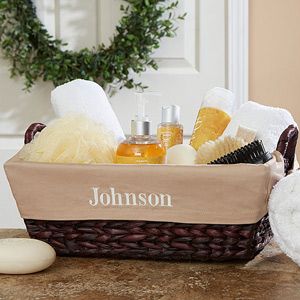 Personalized Wicker Basket with Embroidered Name