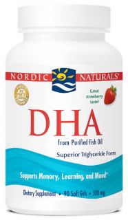 Nordic Naturals   DHA from Purified Fish Oil Strawberry 500 mg.   90 Softgels